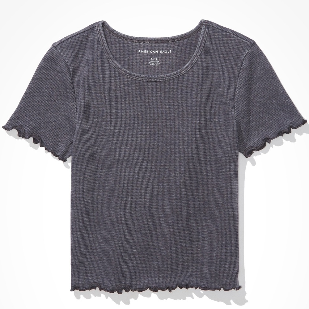 American Eagle Outfitters Grey Waffle Baby Tee NWT XS